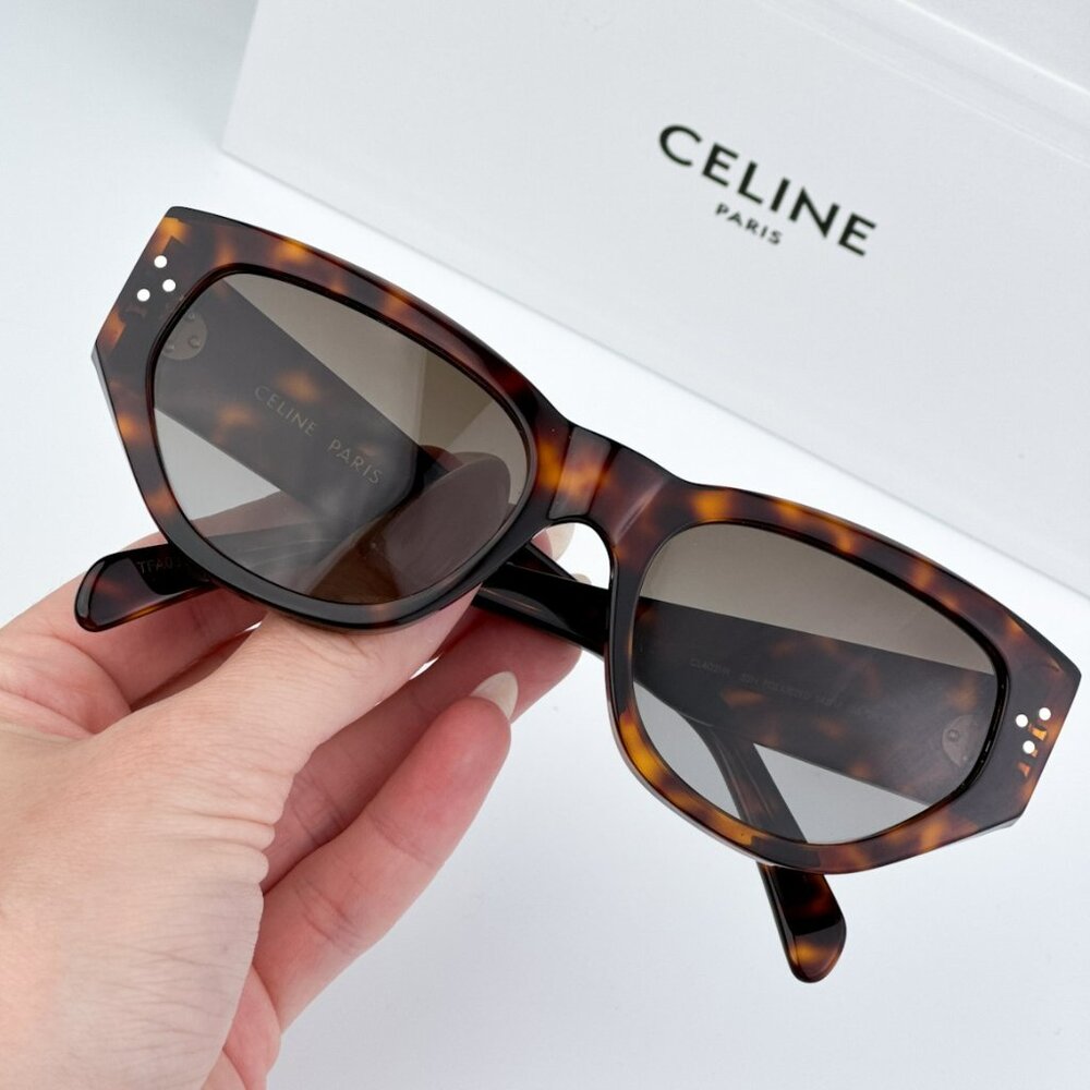 Celine CL40219I 52H Sunglasses Havana Brown Polarized Cat Eye Women